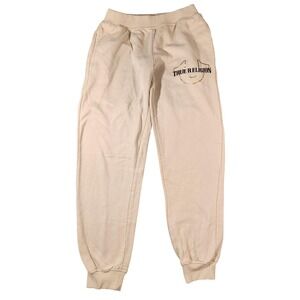 True Religion Pants Mens Medium Beige Logo Jogger Sweatpants Casual Lounge